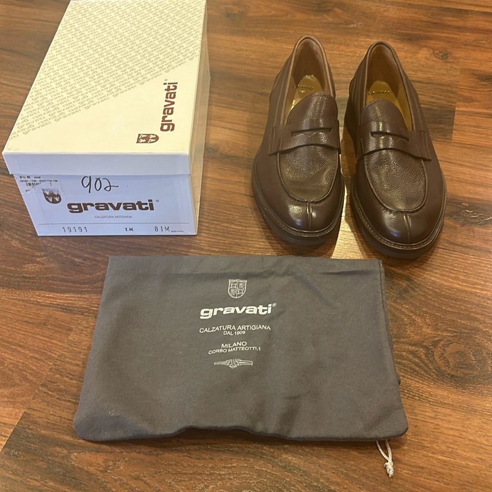 Gravati Brown Leather Loafers, Size 8.5